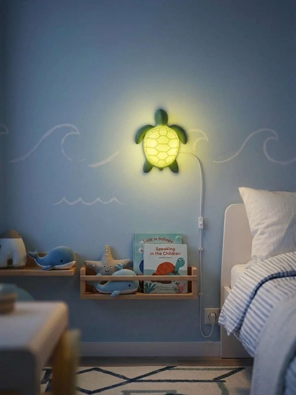IKEA Blåvingad Green Sea Turtle LED Night Light Wall Sconce Kids Room Lamp